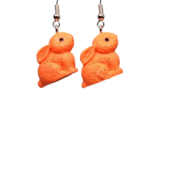 Orange Rabbit Earrings - Picture 3 of 3